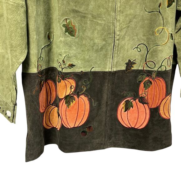 Vintage NWOT The Quacker Factory Pumpkin Embroidered Leather Jacket Womens 1X - Picture 4 of 5